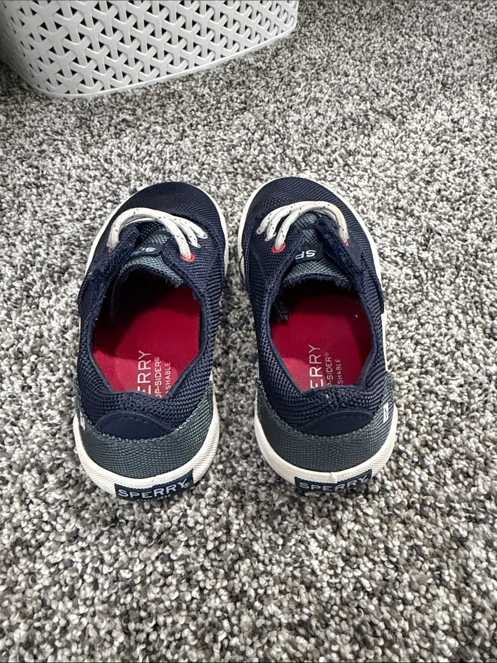 Sperry Navy Mesh Kids Slip-On Sneakers with White Laces